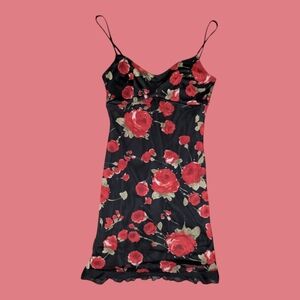 Y2K Rose Print Mini Dress